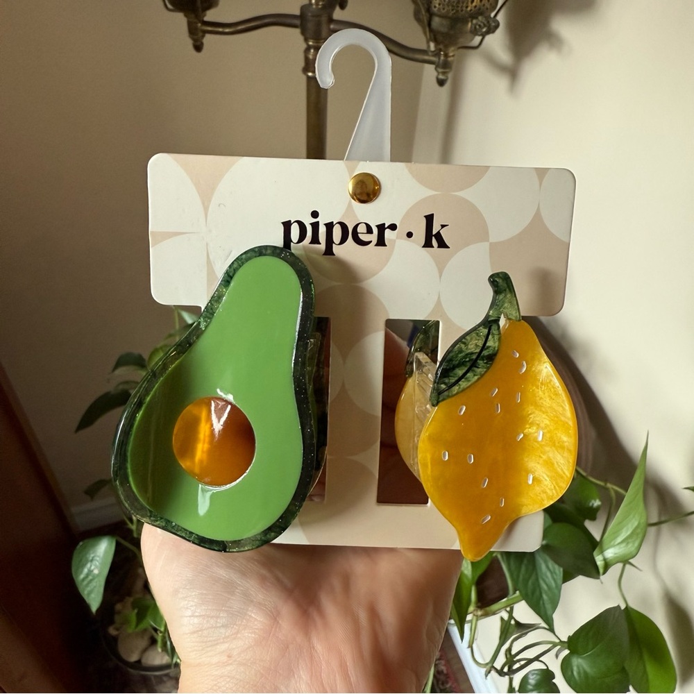 Viral Piper K Avocado & Lemon Hair Clips BNWT